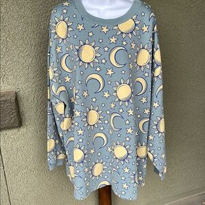 No.145 MAD Engine Blue and Yellow Sweater with Celestial Design Size 3X